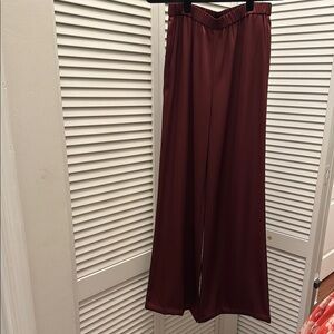 St. John Red Wide Leg Silk Pants